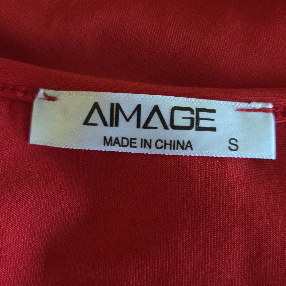 AI'MAGE Swim Cover Up Red Sleeveless V-Neck Drawstring - Picture 7 of 9